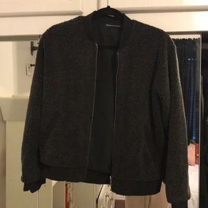 Brandy Melville Fuzzy Bomber Jacket